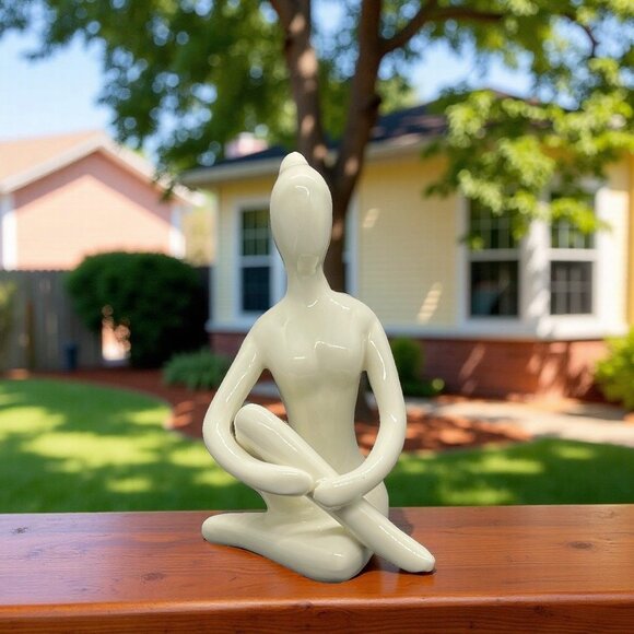 Abstract Ceramic Yoga Figurine - Picture 1 of 3